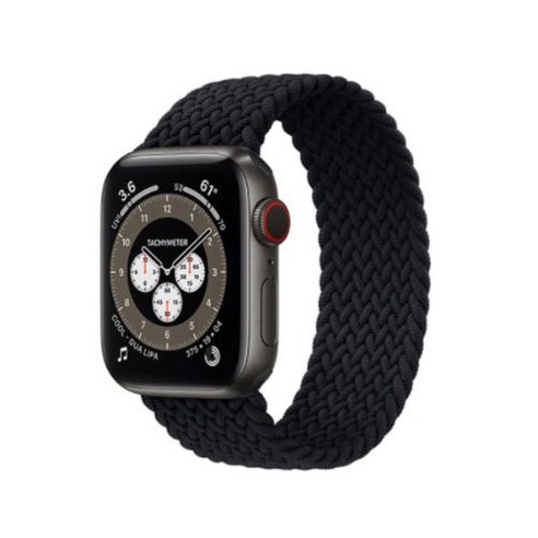 포유 애플워치 3/4/5/6/7/SE 브레이드솔로루프 호환 밴드 (42/44/45mm 호환가능) 블랙(M) 1개, 블랙