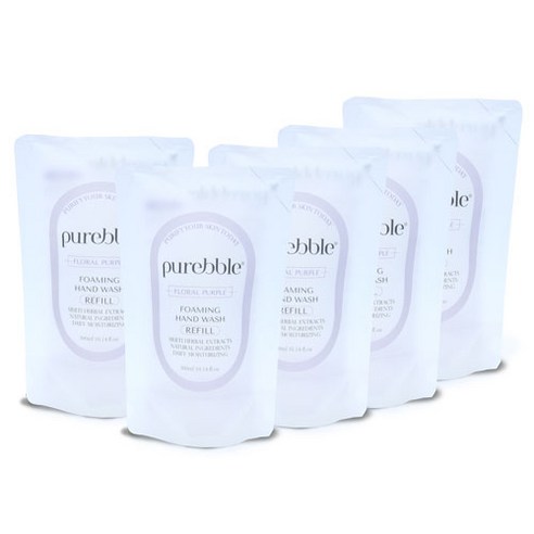 퓨어블 포밍 핸드워시 리필 퍼플 300ml, 플로랄향, 5개