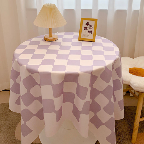 비투윈 클라레인 고급 깔끔한 식탁보, 퍼플체크, 1개, 40 x 60 cm