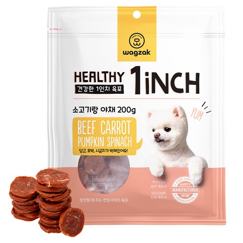 와그작 강아지 건강한 반려동물 육포, 혼합맛(소고기/야채), 200g, 1개