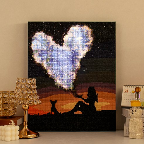 아트조이 DIY LED 캔버스형 보석십자수 40 x 50 cm, 별빛 사랑, 1개