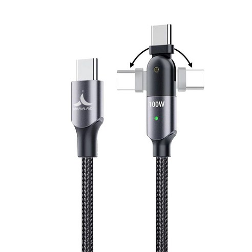바나나랜드 USB PD C to C 타입 고속충전 케이블 회전형, 1.2m, PURPLE
