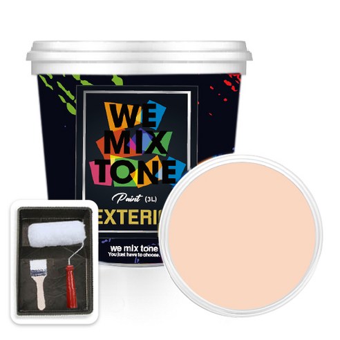 WEMIXTONE 외부용 EXTERIOR 페인트 3L + 붓 + 로울러 + 트레이 세트, WMT0365P01(페인트), 1개