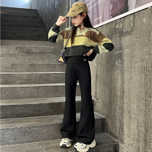 하라로이 여아용 기모 부츠컷 데일리 요가 하이웨스트 레깅스