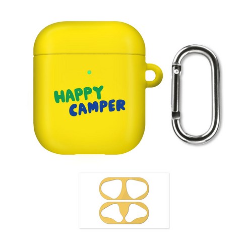구스페리 노이신 에어팟 하드 케이스, HAPPY CAMPER(케이스), 랜덤발송(스티커)