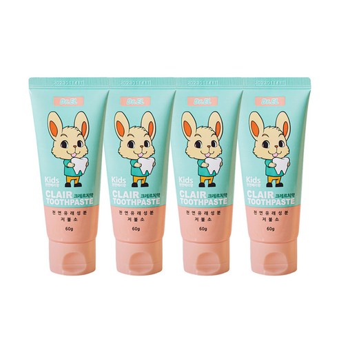 닥터이엘 키즈 크레르 저불소 치약, 60g, 4개
