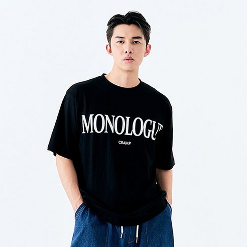 크램프 남성용 빅사이즈클럽 모노로그 반팔 티셔츠