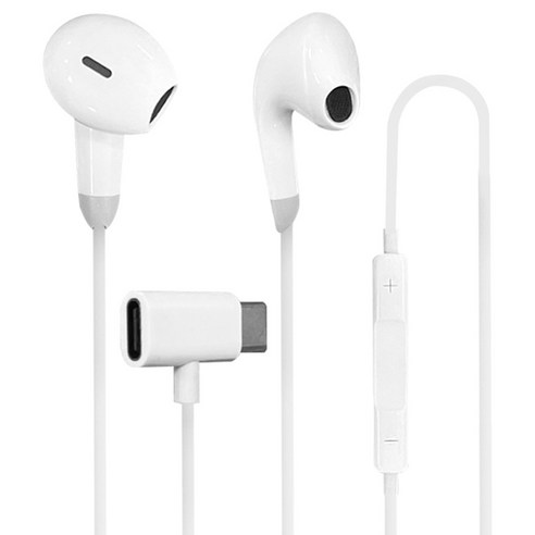 3.5mm 이어폰 모바일 태블릿 용 이어 버드 컴퓨터 전자 제품 갤럭시a35이어폰 14 이탑 C타입 오픈형 듀얼 충전 유선 이어폰, 화이트, ET-2130