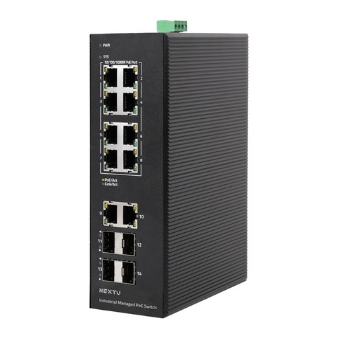 넥스트유 산업용 L2 링 8포트 PoE 2.5G 4SFP 스위칭허브, POE4122MDTL2-25G, 1개