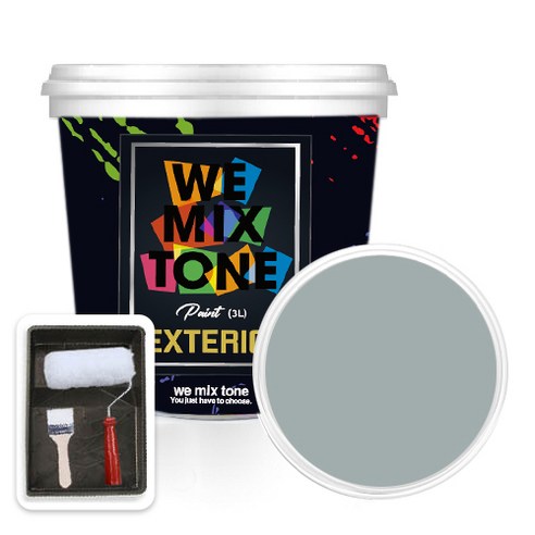 WEMIXTONE 외부용 EXTERIOR 페인트 3L + 붓 + 로울러 + 트레이 세트, WMT0131P01(페인트)