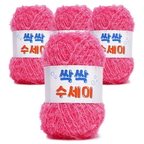 쎄비 싹싹수세미 뜨개실 80g 4p, 327 진분홍