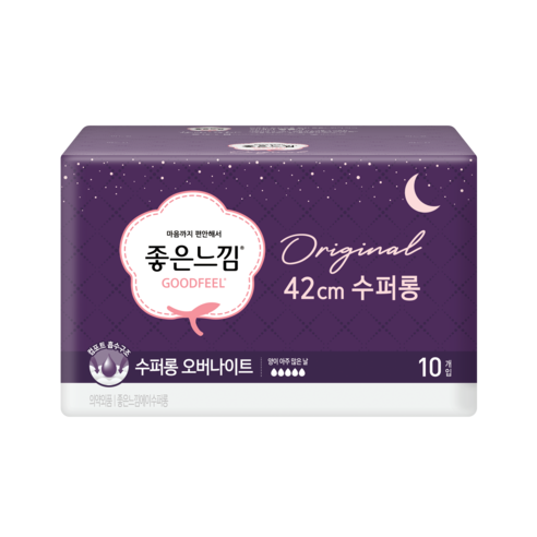 좋은느낌 오리지널 수퍼롱 오버나이트 생리대 날개형, 10개입, 1팩