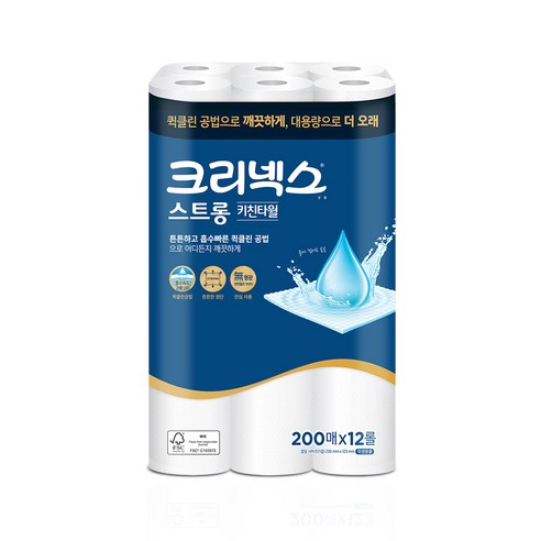 크리넥스 스트롱 키친타월 200매, 12개입, 1개