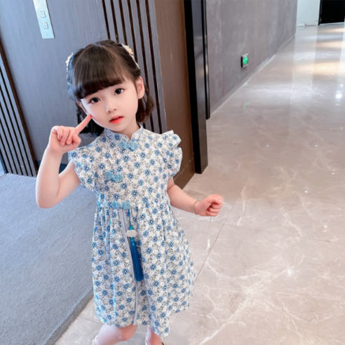 오렌지다몸 여아용 치파오 노리개 꽃 원피스