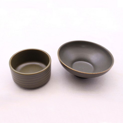 달소금 달콤 도자기 밥그릇 국그릇 공기대접 세트, 올리브, 공기 + 대접, 1개