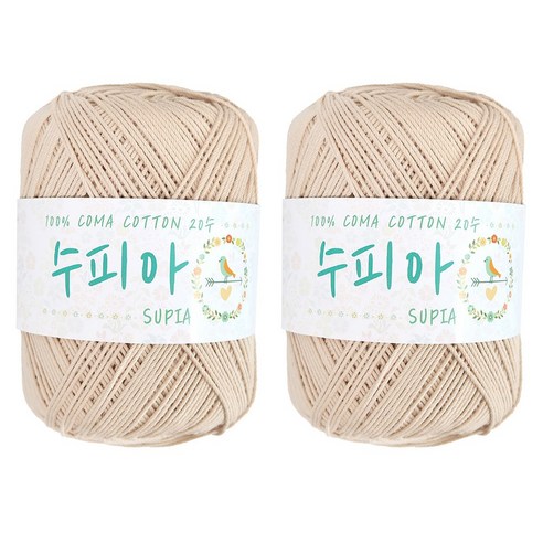 털실나라 수피아 코튼 코마면 뜨개실, 38 크림아이보리, 2개