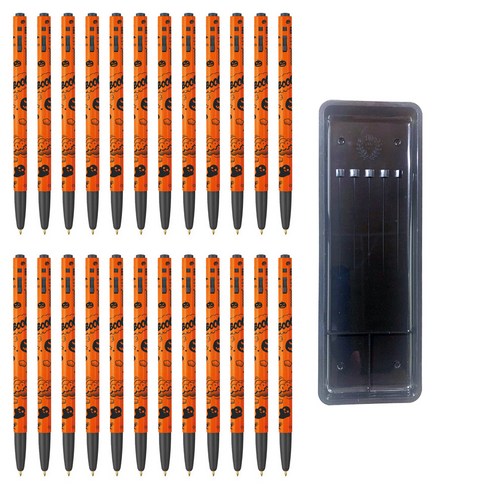 모나미 153 카툰 볼펜 0.5mm 24p + 매표 펜 접시 C형 세트, 펌킨오렌지(볼펜), 검정색(펜접시), 1세트