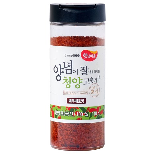 햇님마을 청양고춧가루 매운맛 110g, 양념이 잘 어우러지는 스파이시한 맛 
가루/조미료/오일