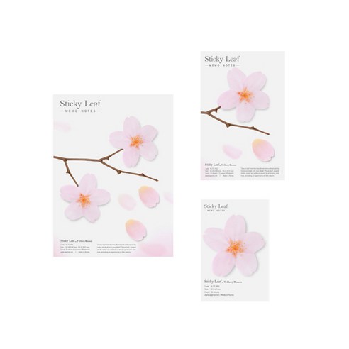 어프리 스티키리프 투명 벚꽃 반투명 점착메모지 3종 세트, 핑크, 1세트