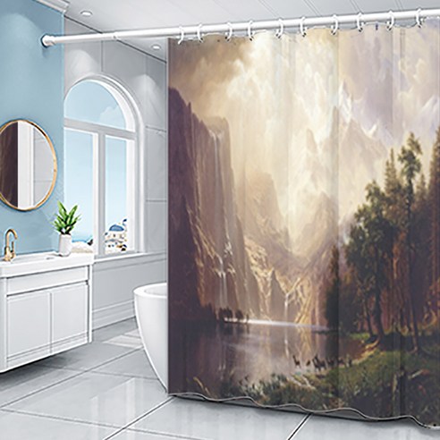 수채화 풍경 샤워커튼 TYPE8 150 x 180 cm, 1개