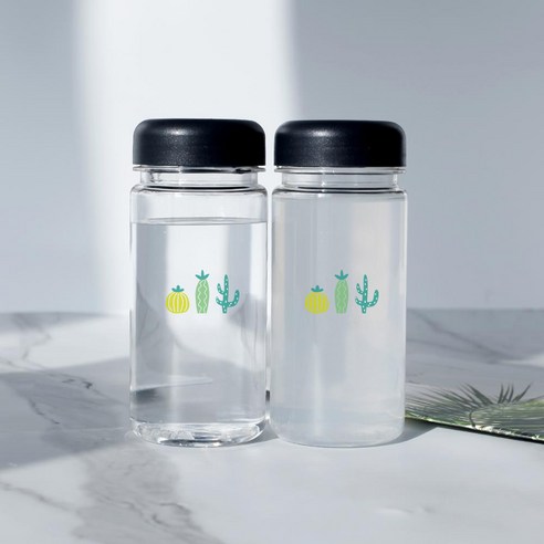 가쯔 마이보틀 무지 물병 텀블러 2p + 스티커 2p 세트, 선인장, 400ml, 1세트
