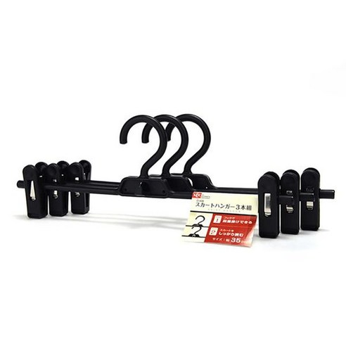 완판몰 바지걸이 GH09_RD_1034, 블랙, 3개입