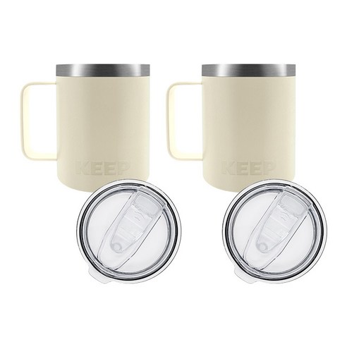 KEEP 보온 보냉 핸들 머그 손잡이 텀블러 2p, 크림, 크림, 350ml