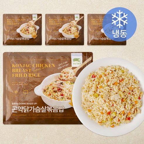 한우물 곤약 닭가슴살 볶음밥 (냉동), 200g, 4개