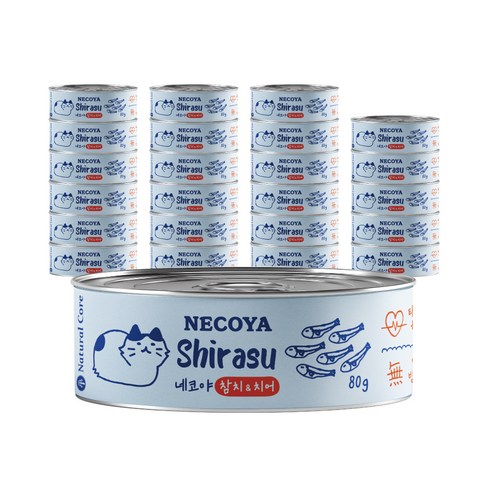 네츄럴코어 고양이 네코야 간식 캔 80g, 혼합맛(참치/치어), 24개