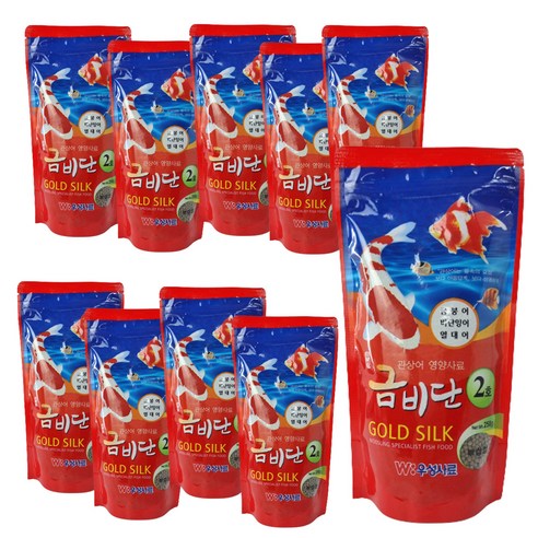 금비단 골드실크 금붕어 잉어 사료 중간 입자 2호, 250g, 10개