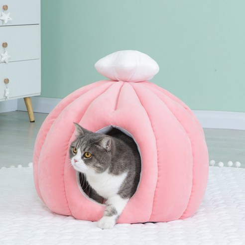 데이소이 고양이 계란꽃 주머니 숨숨집, 핑크, 1개