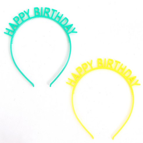 파티쇼 HAPPY BIRTHDAY 생일머리띠 2종 x 10p, 그린, 옐로우, 1세트
