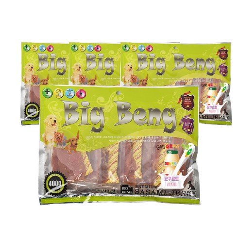 베스트무역 강아지 요구르트빅뱅 건조간식 대용량 400g, 사사미윙, 4개