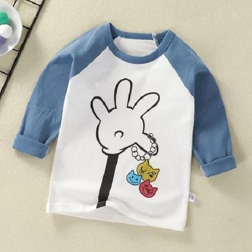 아동용 봄가을겨울 면 티셔츠