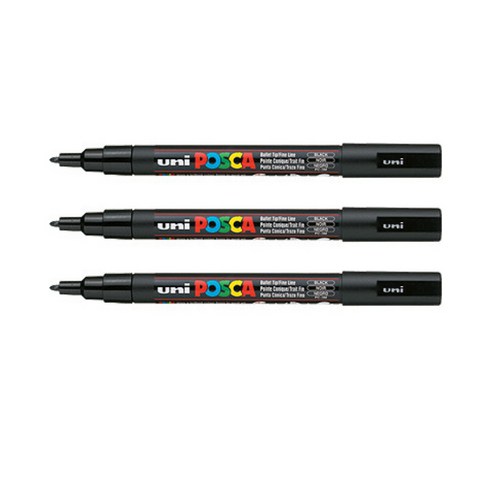 포스카 컬러마커 PC-3M BLACK, 3개, 1색