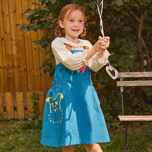 미니도우 여아용 하트 야광 토비 멜빵 원피스