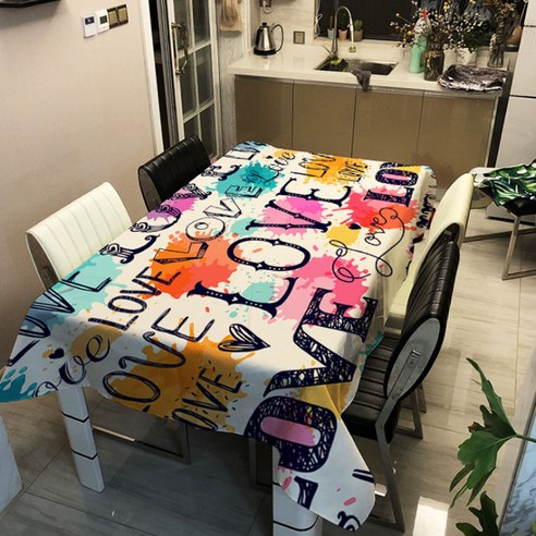 마켓에이 하트 뿜뿜 생활 방수 식탁보, TYPE11, 140 x 140 cm