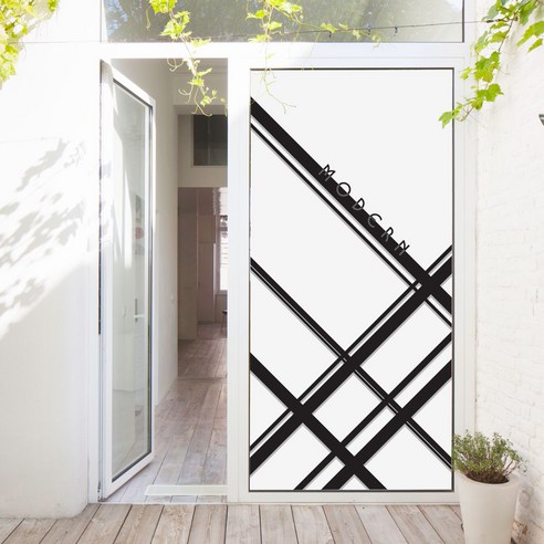 꾸밈 선의아름다움 현관문 시트지 pl020, 모던블랙라인현관문리폼, 100 x 210 cm