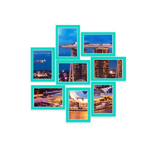 스위트스페이스 데코 인테리어 모던시티 8분할 멀티 액자 스티커 옵션3, 민트