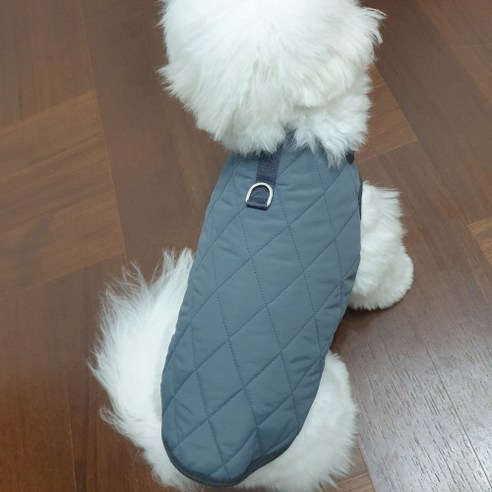 디자인사노 강아지 퀼팅 하네스 패딩, 그레이