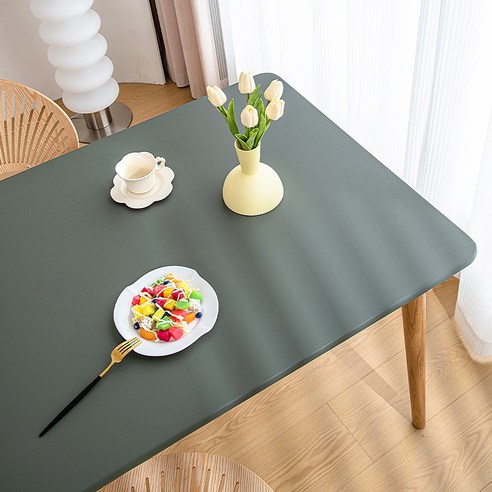 보나라온 방수 식탁 테이블 가죽 커버, 05 다크그린, 80 x 130 cm