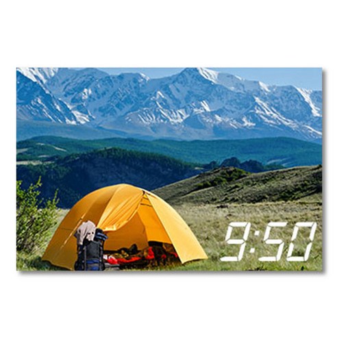 홈마인 LED 캔버스 프린팅 액자 시계 캠핑, 600-HM-CAMPING-03