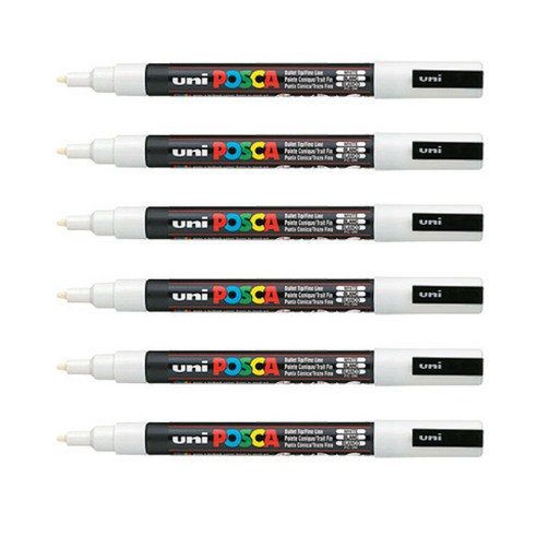 포스카 컬러마커 PC-3M WHITE, 6개, 1색