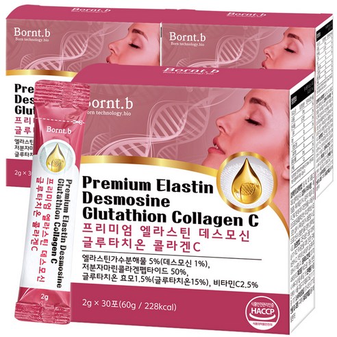 본트비 먹는 엘라스틴 데스모신 글루타치온 어린 저분자 피쉬 콜라겐c 분말 30p, 60g, 3개