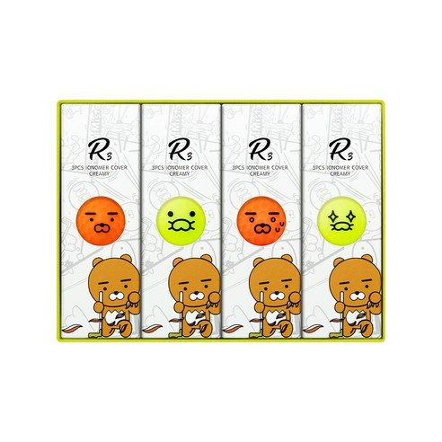 카카오프렌즈골프의 R3 네온 프렌즈 무광 골프공으로 그린 정복에 새로운 활력을 불어넣으세요
