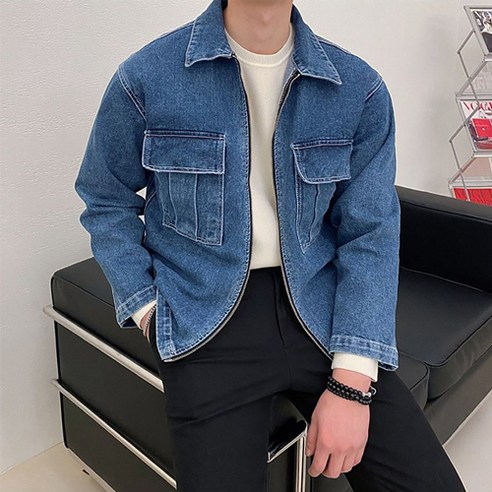맨타임 남성용 DTJ 데일리 워싱 투웨이 데님 트러커 자켓