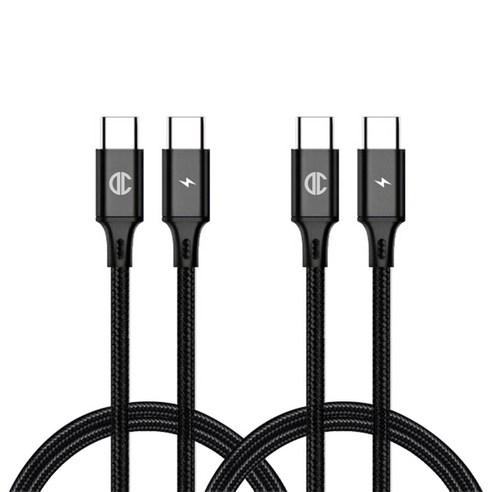 디씨네트워크 페브릭 C to C PD 고속 충전케이블 60W 2p, 1.2m, BLACK