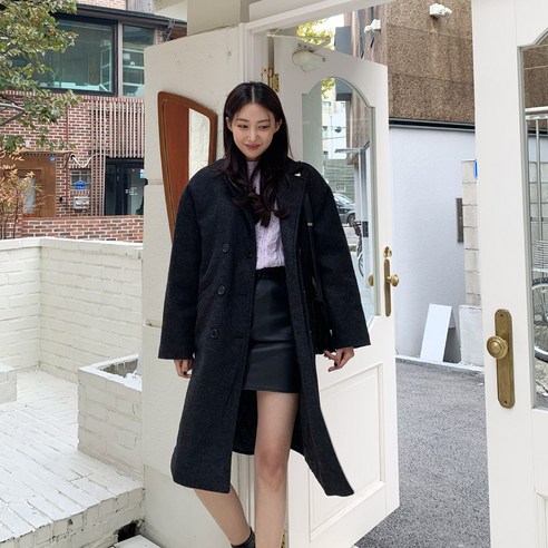 여성용 브렌트 누빔 더블롱 코트