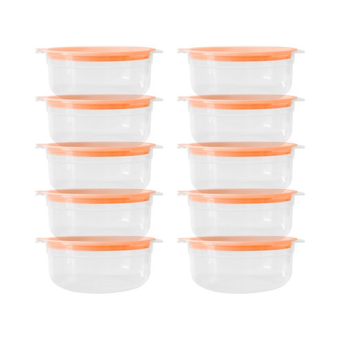 토마톰스 냉동밥 전자레인지 뚜껑 용기 600ml, 코랄, 10개