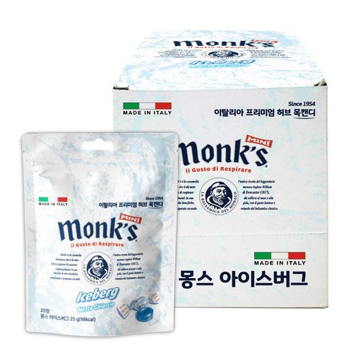 Monks 아이스버그 목캔디, 250g, 1개
